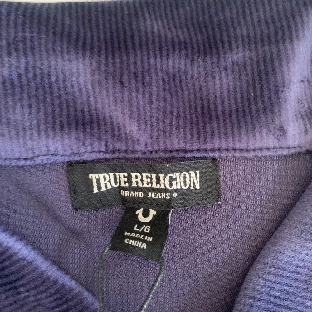 True Religion Men's Size L Short Sleeve Velour Polo Shirt Style 109788 Brand New